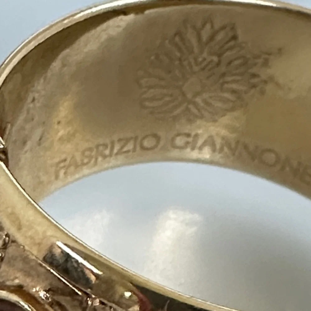 FABRIZIO GIANNONI Gold-Tone Cuff Bracelet with Green and Purple Stones